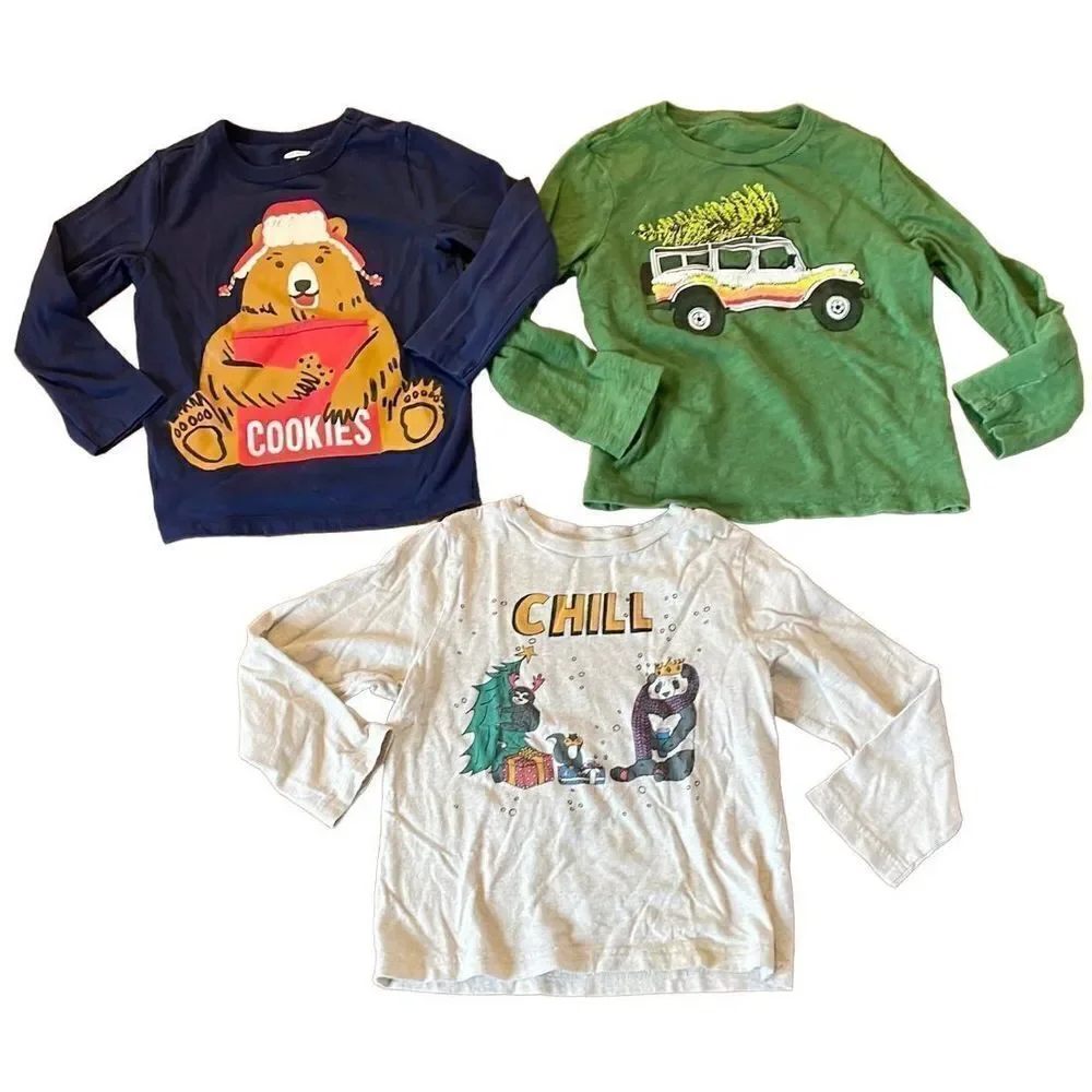 Boys 4-5t long sleeve shirt bundle Christmas holiday theme